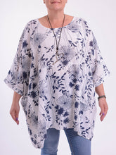 Lagenlook Oversized Cotton Tunic - 10077 FLORAL, Tops & Shirts, Pure Plus Clothing, Lagenlook Clothing, Plus Size Fashion, Over 50 Fashion